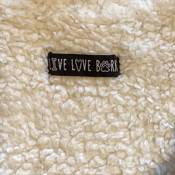 Live Love Bark Dog Coat Pet Jacket Clothing Size L Sherpa White Lining - Picture 5 of 7